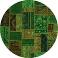 thumbnail image 1 of Ahgly Company Indoor Round Patchwork Green Transitional Area Rugs, 5' Round, 1 of 4