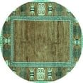thumbnail image 1 of Ahgly Company Indoor Round Oriental Turquoise Blue Modern Area Rugs, 6' Round, 1 of 4
