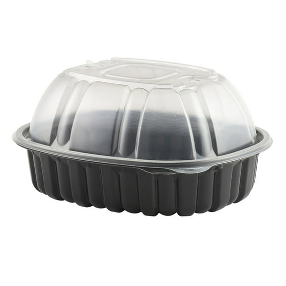 Anchor Packaging Microraves Roaster Nature's Best Polypropylene Food Container Black/Clear, 9.44" Length x 7.51" Width x 4.5" Depth | 170/Case
