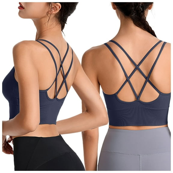XFHLMJFF Women's Sports Bra Racerback Plus Size No Underwire Thin Strap Yoga Fitness Running Bra Support Lift Solid Color Underwear