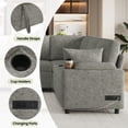 thumbnail image 5 of 109.9" Sectional Sofa Versatile Sofa Bed Sleeper U-shaped with Storage,Two Cup Holders and Charging Ports for Living Room,Light Grey, 5 of 8