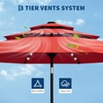 thumbnail image 3 of Garvee 10ft 3-Tier Solar Patio Umbrella with LED Lights, 8 Ribs, Push-Button Tilt, Crank Lift, Red, 3 of 7