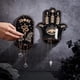 thumbnail image 4 of DIY 2 juegos de estantes pequeños de cristal con forma de mano de Hamsa negra, soporte de exhibición de madera, soporte para mal de ojo, cosas mágicas de brujas, estante de almacenamiento de péndulo, 4 of 6