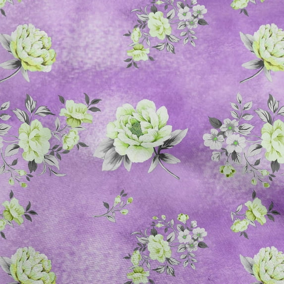 oneOone Cotton Cambric Medium Purple Fabric Floral Floral With Texture Sewing Material Print Fabric By The Yard 56 Inch Wide