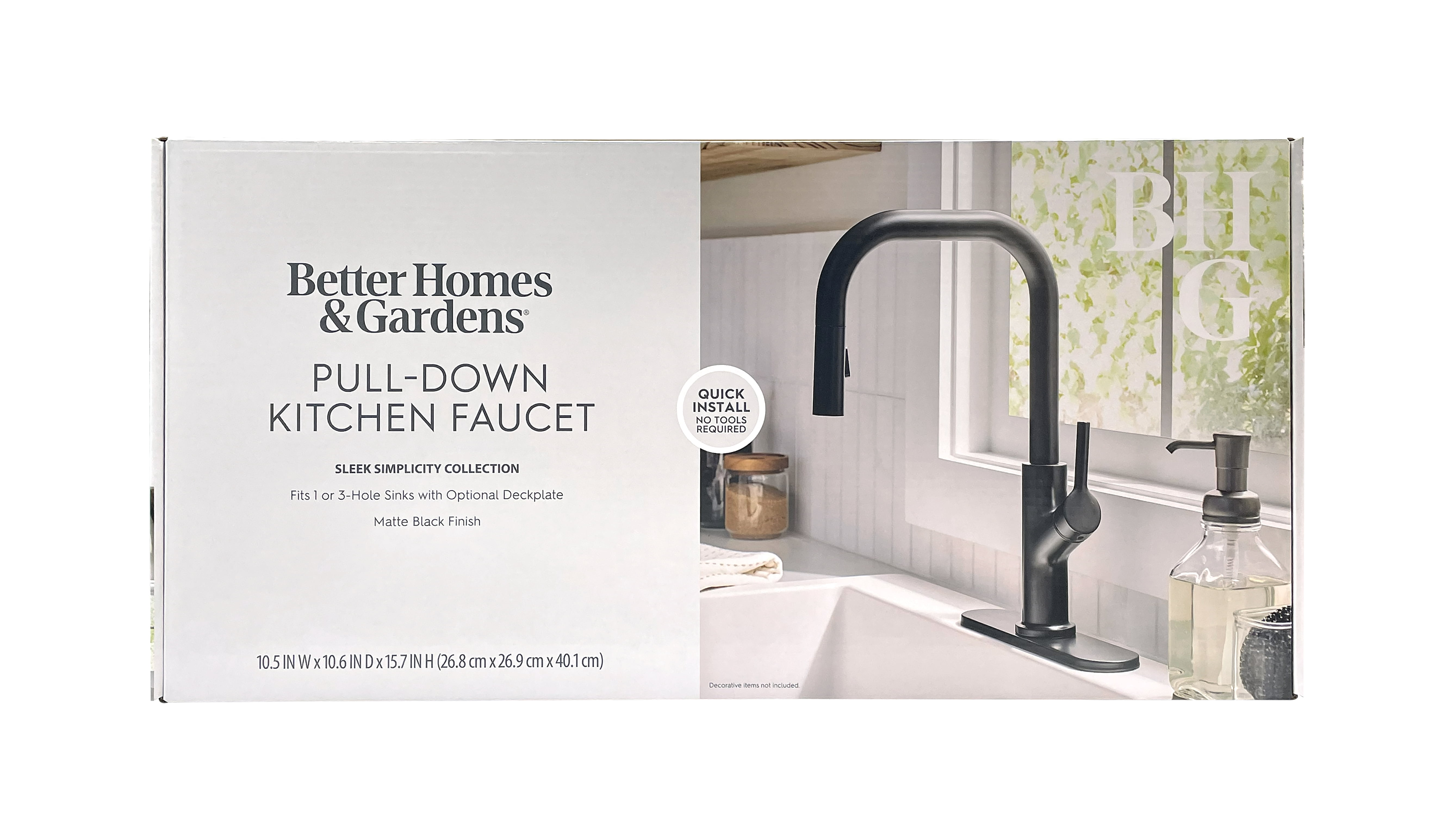Better Homes & Gardens Sleek Simplicity Matte Black Pull Down Kitchen Faucet