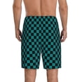 thumbnail image 4 of Lsque Black And Teal Checkerboard Mens Sleep Pajama Shorts,Short Pajama Pants, Cotton Ultra-Soft Knit-Small, 4 of 9