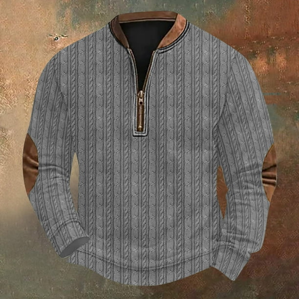 Blusas y camisas de manga larga con cuello redondo Sudadera con capucha de cuello redondo para hombre Jersey estampado Blusa de poliéster de manga larga para hombre