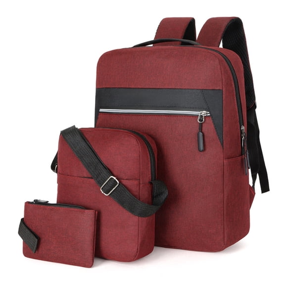 Fashion Three-piece Backpack Backpack Male Business Usb Charging Laptop Bag High-capacity Students Bag