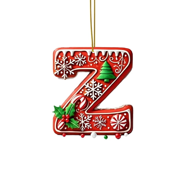 Binwennn Decorative Easter Eggs Large Centerpieces for Wedding Table 26 Pieces Red Letters Christmas Tree Decorations Candy Cane Letters With Berry Pattern Mini Alphabet Hanging Ornaments