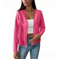 thumbnail image 5 of ClodeEU Womens Casual Coats， Faux Leather Jacket， Fringe Cropped Tops Hot Pink,Womens Plus XXL, 5 of 9