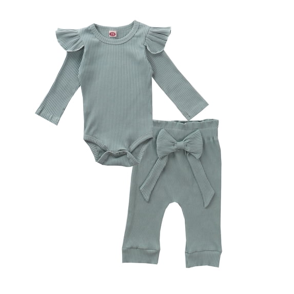 Seyurigaoka Baby Trousers Suit Solid Pit Strip Full Ruffled Jumpsuit Bow