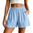thumbnail image 2 of Utoimkio Women's Crinkle Gauze Shorts,Elastic High Waist with Button Detail Pockets, 2 of 7