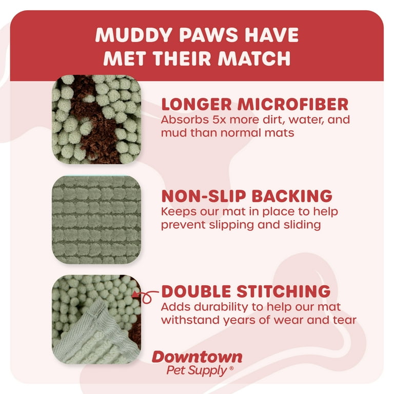 My Doggy Place Dog Mat for Muddy Paws, Washable Dog Door Mat, Sage