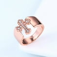 thumbnail image 3 of Simple Cross Shape Micro Inlaid Zircon Rose Gold Plated Women's Ring, 3 of 5