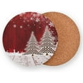 thumbnail image 2 of Christmas Coffee Trees Red Drinks Coasters, Non-Scratch Cork Base Round Cups Mats for for Wooden Coffee Table, Cool Housewarming Gift for Home Decor, 2 of 7