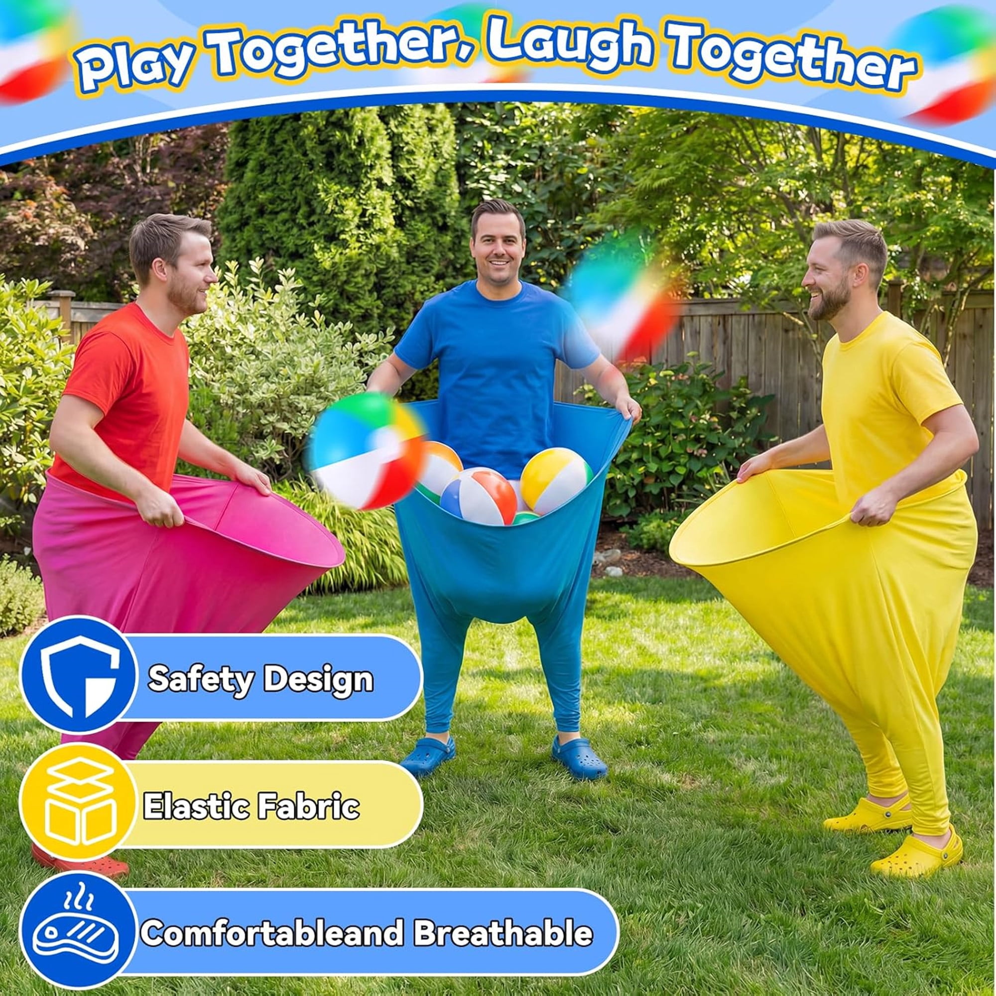 Granny Pants Yard Game Set, 2 PCS Granny Pants Family Party Outdoor Game with 10 Bouncy Balls & 2 Pumps