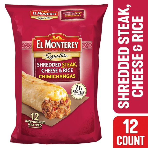 El Monterey Signature Shredded Steak, Cheese & Rice Chimichangas 12 ea
