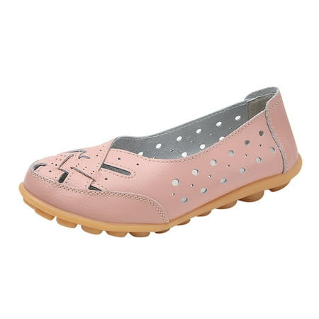 

Sngxgn Women s Comfortable Dressy Slip-on Loafers Business Casual Work Shoes Office Leather Round Toe Flats Shoes(Pink 42)