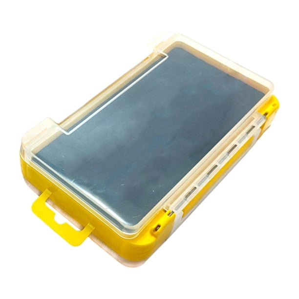 Cajas de aparejos de pesca de doble cara, caja visible para pesca con mosca y chaleco. amarillo pequeño