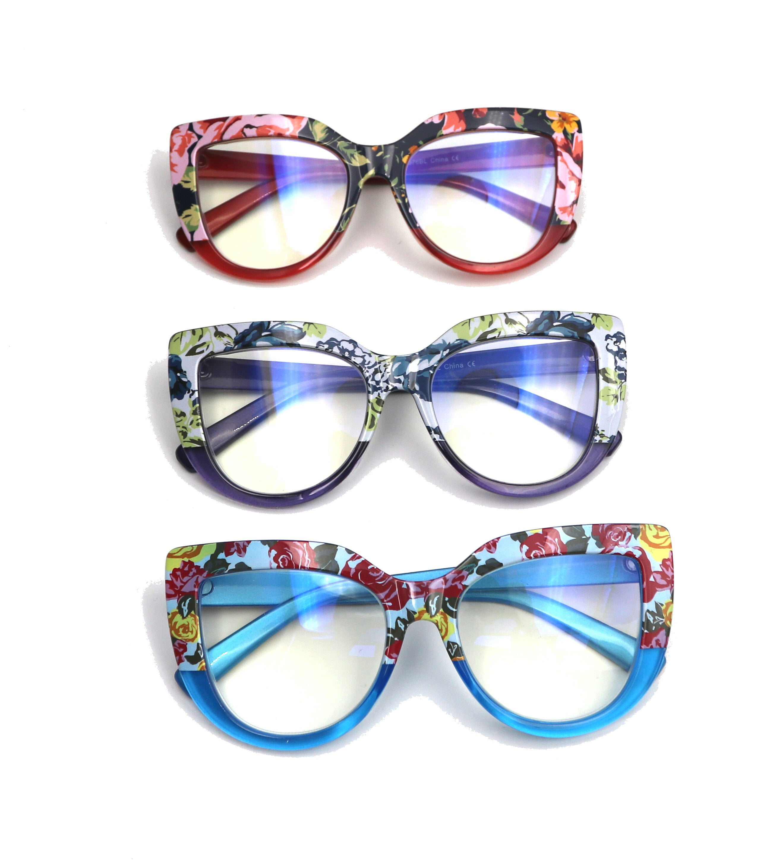 +2.50 Bevi Eyewear® Adult Cat Eye Single Vision Purple Reading Glasses, 3 Pair