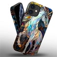 thumbnail image 3 of Punmada Compatible with iPhone 11 Matte Case For Girl Boy Full Body Protective Hard Shell Esthetics Pattern Colorful Stained Glass White Unicorn, 3 of 7