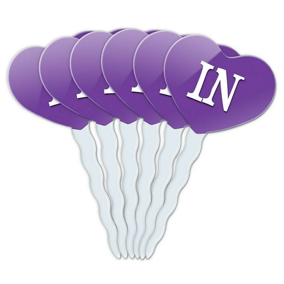 IN Heart Love Cupcake Picks Toppers - Set of 6