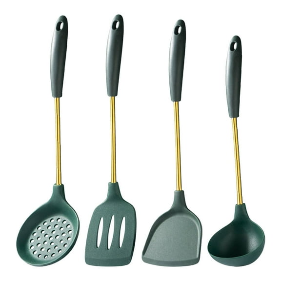 WRITWAA Stainless Steel Kitchen Utensil Set with Green Silicone Handles, Cooking and Baking Tools for