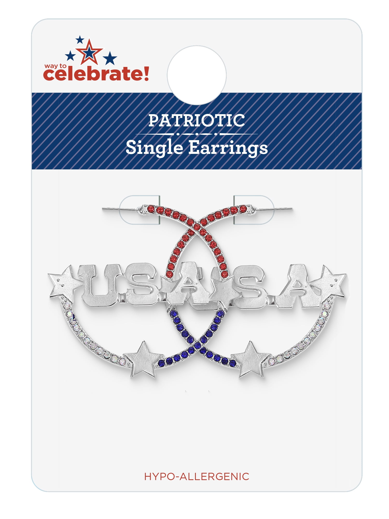 Way to Celebrate Americana Western USA Hoop Earrings