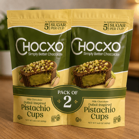 Chocxo Smile Milk Chocolate Dubai Inspired Pistacho Cups (pack of 2) Net Wt 14.8 Oz