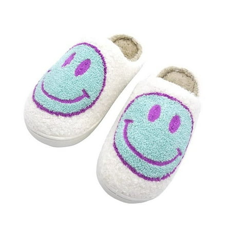 

Men Women Smiley Face Soft Plush Slippers Memory Foam House Shoes Indoor Outdoor Flat Non-slip Warm Slides