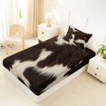 thumbnail image 5 of Manfei Retro Cow Print Twin Sheets 3pcs,Abstract Animal Spot Bedding,Dark Brown Cream,1 Flat Sheet,1 Fitted Sheet and 1 Pillowcase, 5 of 6