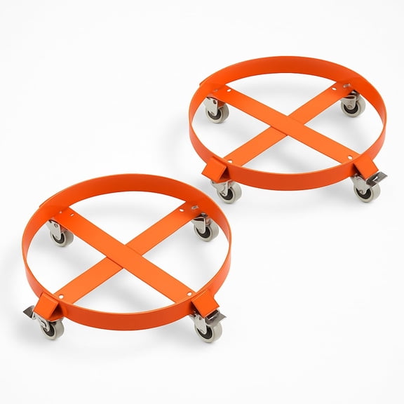 2-Pack Heavy-Duty Drum Dolly – 1,250LBS Capacity, 4 Swivel Wheels (2 Lockable), Galvanized Steel Trash Can & Barrel Mover, Anti-Tip Design for 55-Gallon Drums & Industrial Use