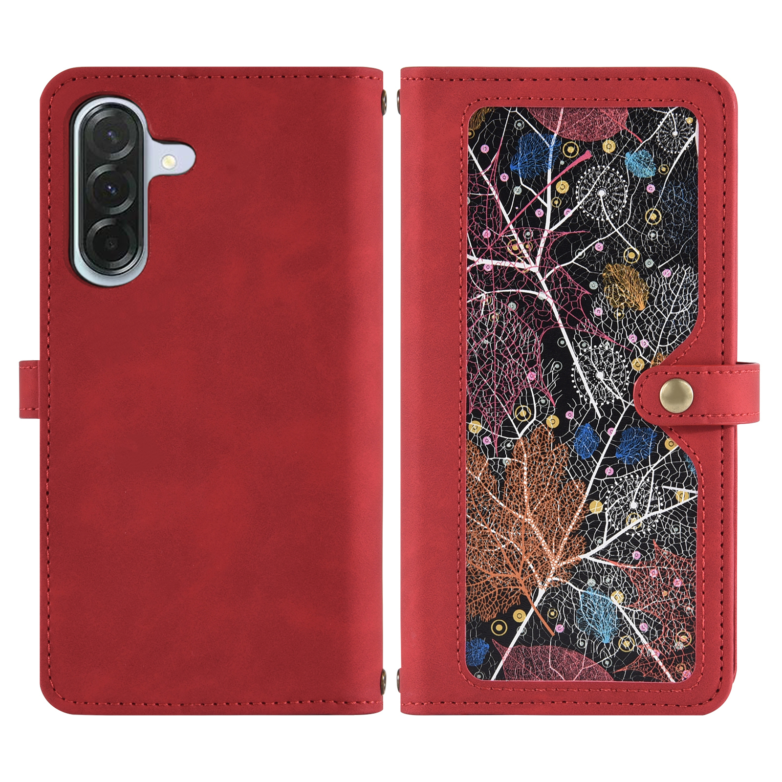 Asuwish Phone Case for Samsung Galaxy A56 5G Wallet Cover With Tempered Glass Screen Protector Crossbody Wrist Strap Flip Pattern Zipper Credit Card Holder Stand Slot Cell A 56 56A LTE Women Men Red