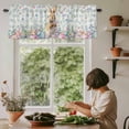 thumbnail image 6 of Bunny Easter Rod Pocket Curtain Valance, Spring Floral Rabbits Checkered Farmhouse Farmhouse Window Valance for Living Room, Bedroom, Kitchen 60"W x 18"L, 6 of 9
