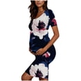 thumbnail image 4 of yoeyez Robes de Maternité pour Femmes Rose à Manches Courtes Col Rond Robe à Imprimé Floral Robes de Maternité Formelles de Fête Vêtements de Grossesse en Solde Multicolore,P, 4 of 6