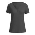 thumbnail image 2 of KBZDBZC Summer Tops for Women 2024 Women Topsshort Sleeve V Neck Casualfashion Shirt Woman Blouse Women's T-Shirts Womens Tee Shirts (Dark Gray,XXXXL), 2 of 5