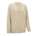 thumbnail image 4 of Ediodpoh Knit Sweater Coat Casual Long Cardigan Open Front Fall Winter Fashion Outerwear Soft Warm Comfortable Cardigan Sweaters for Women Beige, 4 of 8