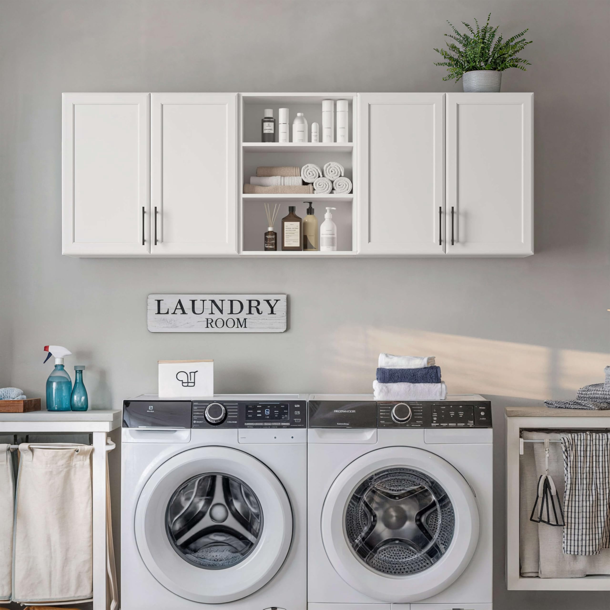 63" W Wall Cabinets for Laundry Room Set of 3, Kitchen Wall Cabinet with Adjustable Shelf, Floating Cabinet, Wall Mounted Cabinet for Laundry Room, Kitchen