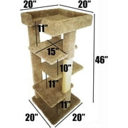 New Cat Condos 46-in Cat Tree & Condo Scratching Post Tower, Beige