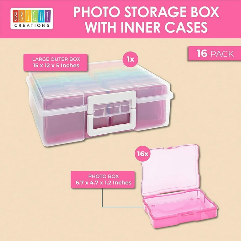 24-Pack Photo Storage Boxes for 4x6 Pictures with 40 Blank Labels, Rainbow  Colored Container Cases, Greeting Card Organizer for Arts and Crafts, DIY