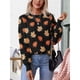 thumbnail image 4 of Suéter de Punto Jacquard de Moda con Estampado de Hojas Otoñales para Mujer. Cuello Redondo, Larga, Tejido Suave y Cómodo. Negro XL, 4 of 6