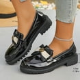 thumbnail image 3 of Xucatan Women's Patent Leather Bow Loafers, Chunky Heel Slip On Shoes with Thick Sole, Round Toe British Style Casual Pumps, Versatile Plus Size Design for Spring Summer Daily Gift, 3 of 9