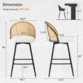 thumbnail image 6 of ANMINY Rattan Swivel Bar Stools, 26" Counter Height Set of 4, Upholstered Chairs Barstools with Full Back and Metal Legs Modern PU Fabric Seat for Kitchen Island, 6 of 10