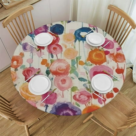 

YANMS Flowers Round Table Cover for Picnic Dining Kitchen Farmhouse 100% Polyester Fiber 38-42