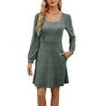 thumbnail image 5 of Chandails pour Femmes Couleur Unie Manches Longues Robe Fermée Décontractée Tailles : P-2TG, 5 of 5