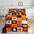 thumbnail image 2 of Feelyou Spooky Ghost Pumpkin Queen Comforter Set, Cute Orange Maple Leaf Comforter Sets Queen, Halloween Reversible, 3-Piece, 1 Comforter and 2 Pillowcases, 2 of 7