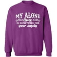 thumbnail image 2 of OXI Crewneck Sweatshirt - My Alone Time,Basic Casual Sweatshirts for Men's and Women Fleece Sweatshirt Long Sleeve - Purple 3X-Large, 2 of 2