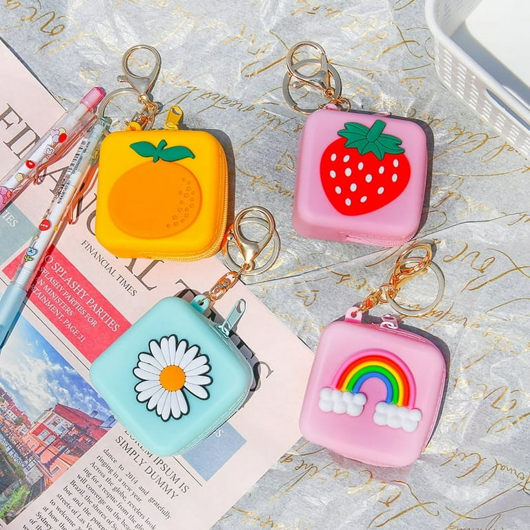 Cute Silicone Small Coin Purse Soft Square Cartoon Wallet with