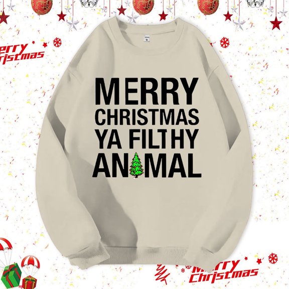 Mens Christmas Fall Plus Size Hoodless Pullovers for Fashion Sweatshirts with Holiday Logo Print Made of Polyester with Comfortable for Daily and Home Wear