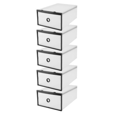 5 Pack Transparent Stackable Shoe Storage Boxes Multifunction